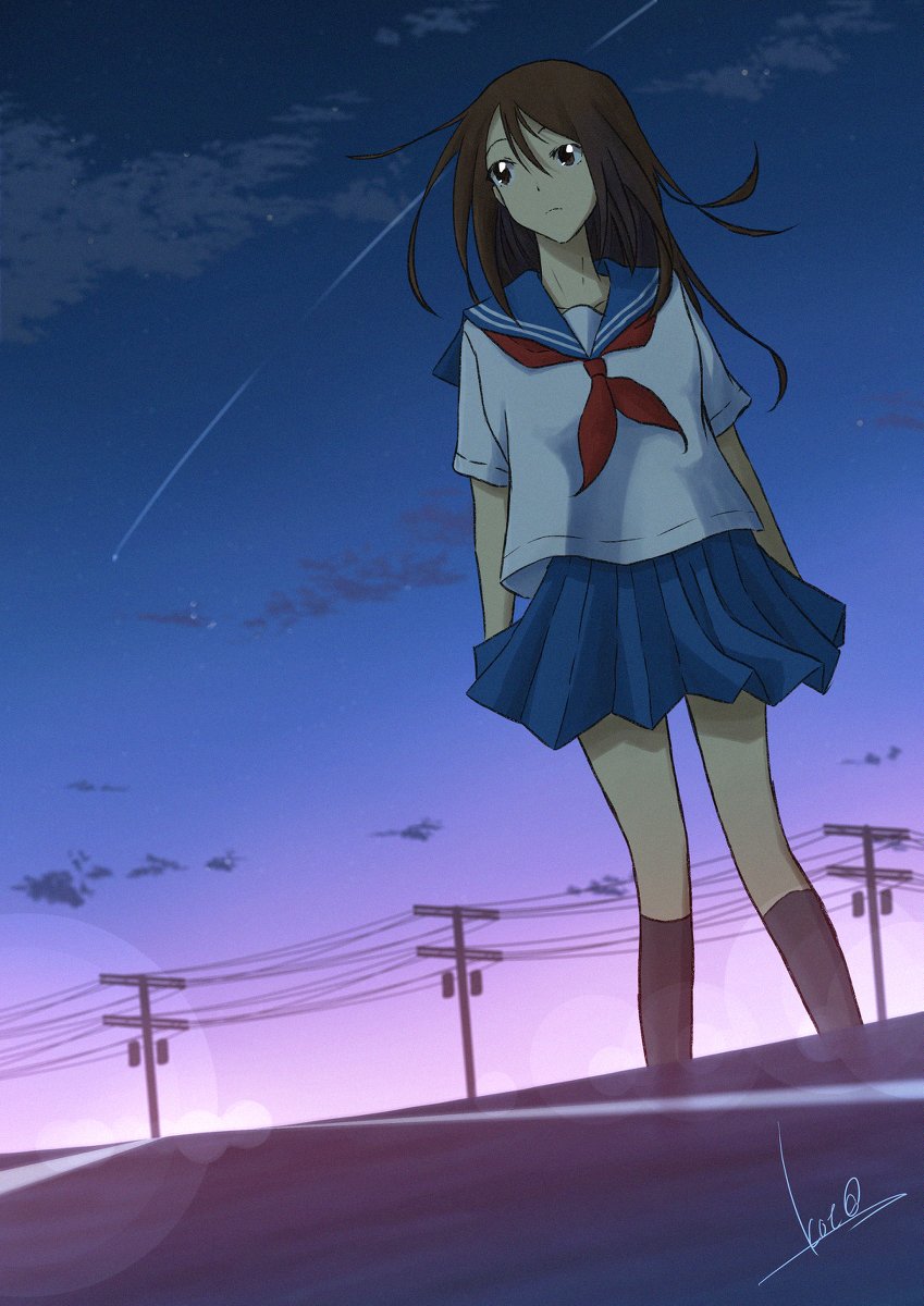 Kot Moment 女の子 セーラー服 夜空 星 電柱 流れ星 ノスタルジック T Co Eqn9n4kytc T Co V7nlgc0jfz Twitter