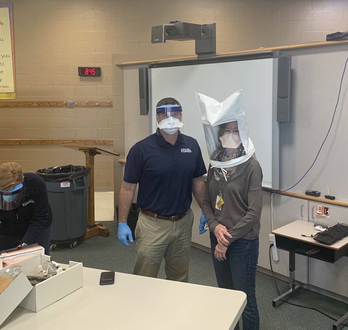 Big thanks to Lord Fairfax Dept. Of Health for providing a personalized N-95 mask fitting for our school nurses.