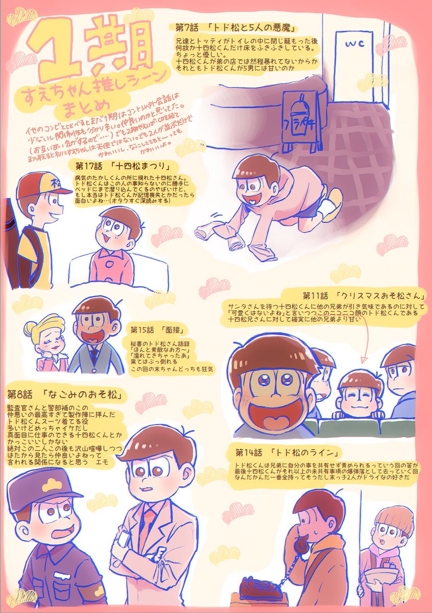 おかの 松3期始まる前に十四松くんとトド松くんの良さをまとめようと思ってたけど普通に間に合わなかった ひとまず1期の可愛い所纏めた