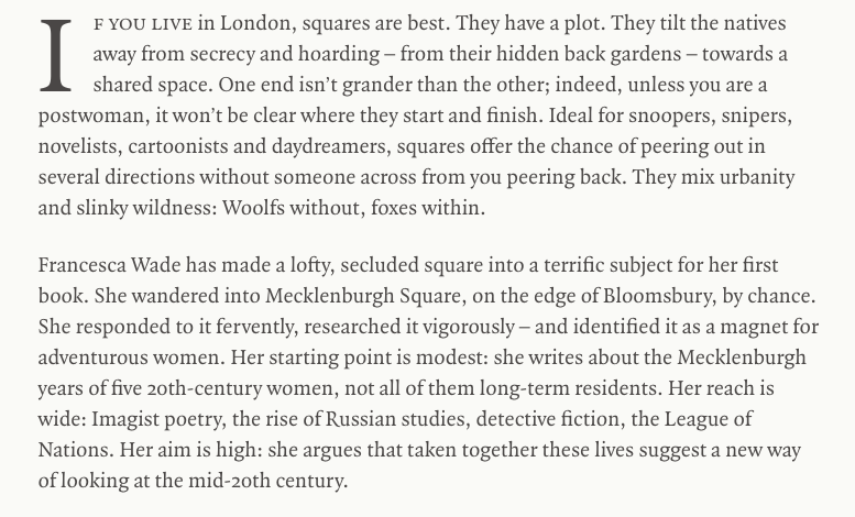 francescawade's tweet photo. Square Haunting is subjected to @LRB's acid scrutiny and makes it through! V grateful to be read in such fun and generous spirit, and with serious levels of attention to the footnotes. https://t.co/DNO6yZIhEo https://t.co/v8FcaXBkAM