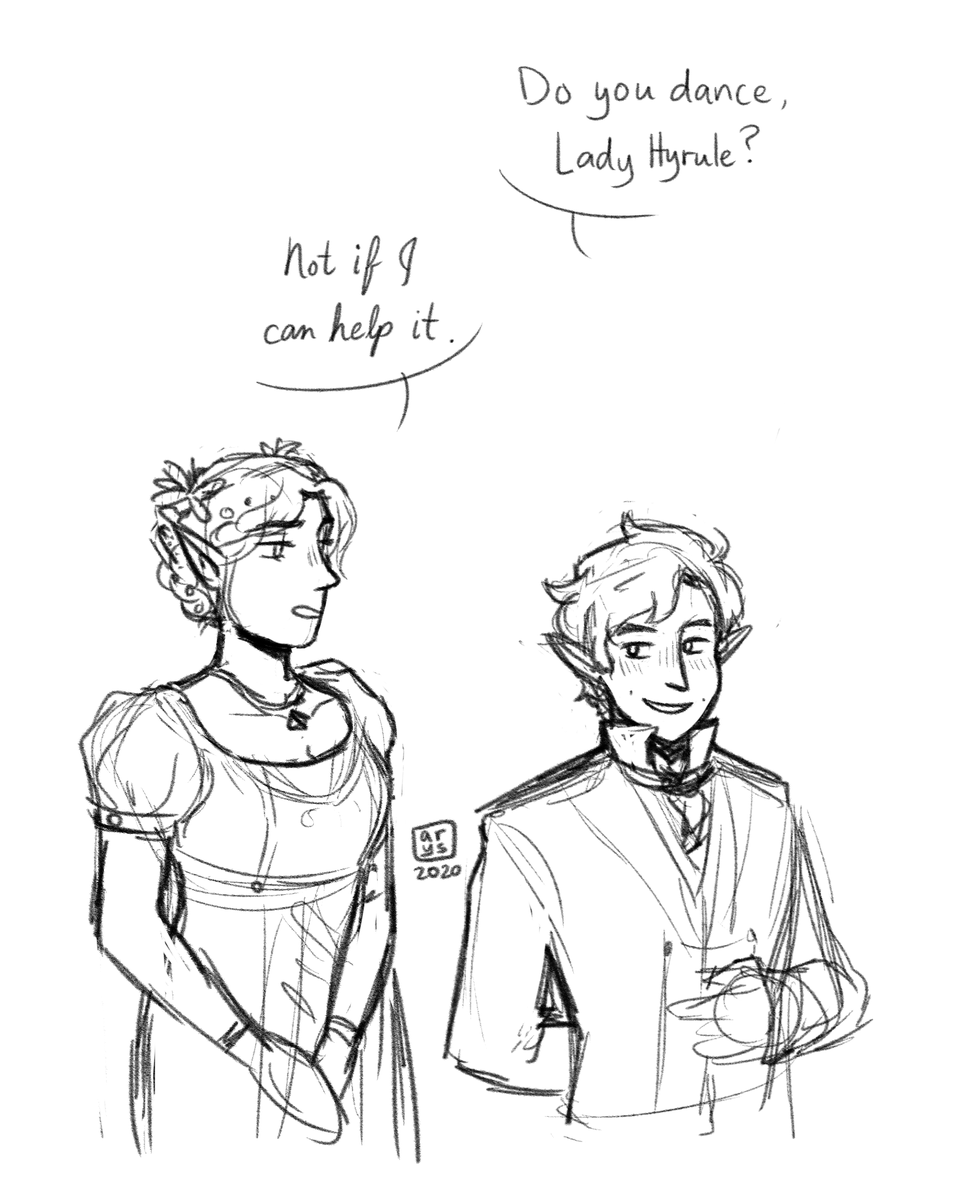 thinking about botw zelink but jane austen au and it's just me cherry-picking scenes from pride and prejudice 2005 and emma 2020