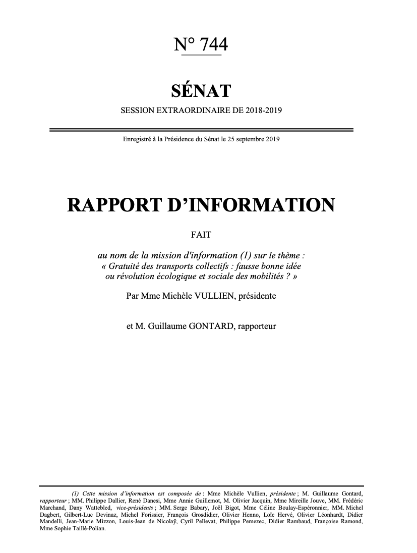 Le rapport du  @Senat qui propose quelques retours sur expérience de la gratuité des transports :  http://www.senat.fr/rap/r18-744/r18-7441.pdf