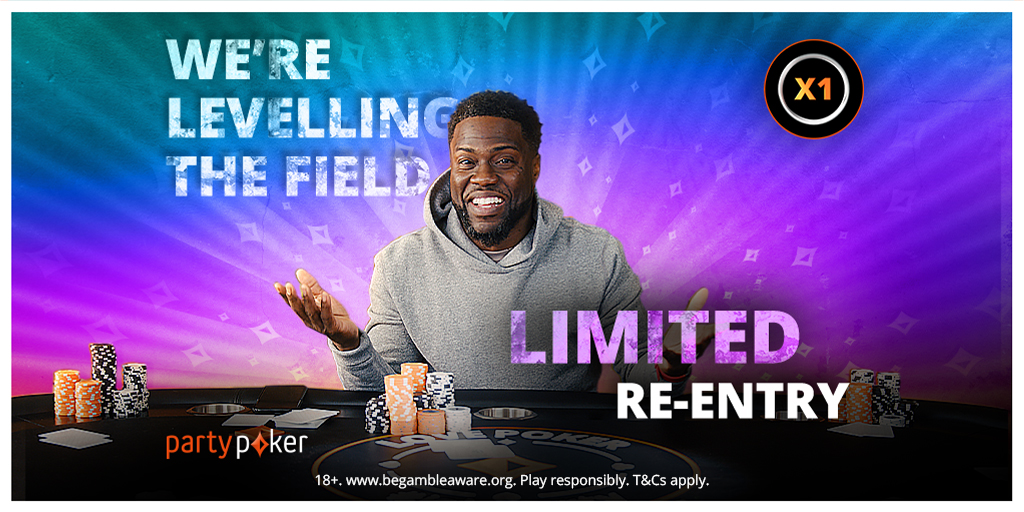 partypoker's tweet image. We want everyone to have a fair chance in our tournaments. So we&apos;ve limited the re-entries to level the playing field. When you knock a pro out, they stay out right @KevinHart4real. bit.ly/3mKfuaR 

18+. Begambleaware.org. Play responsibly #ad