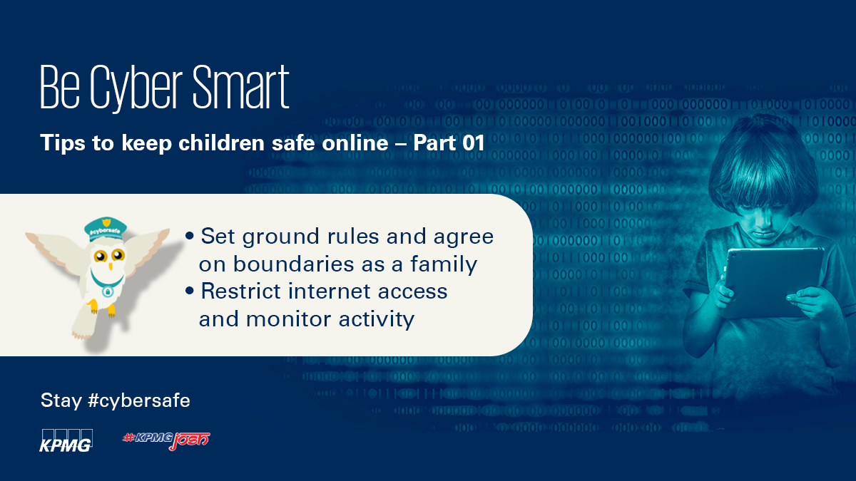 KPMGIndia's tweet photo. During the pandemic, children of all ages are turning to their devices for learning, playing games, and interacting with friends. Now more than ever, parents and guardians need to ensure their children are being safe online and making sensible decisions.

#cybersafe #cybersmart https://t.co/j2eeczJyRT