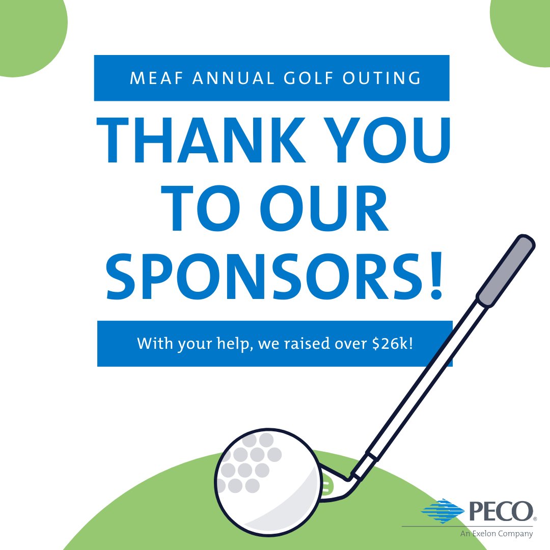 PECOconnect's tweet photo. THANK YOU to our sponsors for making this year's virtual MEAF Golf Outing a HUGE success! ⛳

With your help, we raised over $26k for the PECO MEAF program! Your support &amp; commitment will help families in need of energy assistance. https://t.co/ZDx82qGN0V