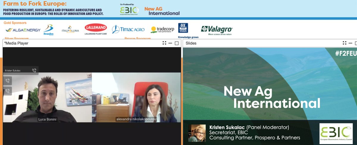 ProsperoAG's tweet photo. Panel moderator @KSukalac asks Alexandra Nikolakopoulou, Head of Unit on the #EUFarm2Fork Strategy, what provisions there are in the strategy to support bio-based agricultural inputs as a broad sector
#F2FEU https://t.co/xvXl2smMNH