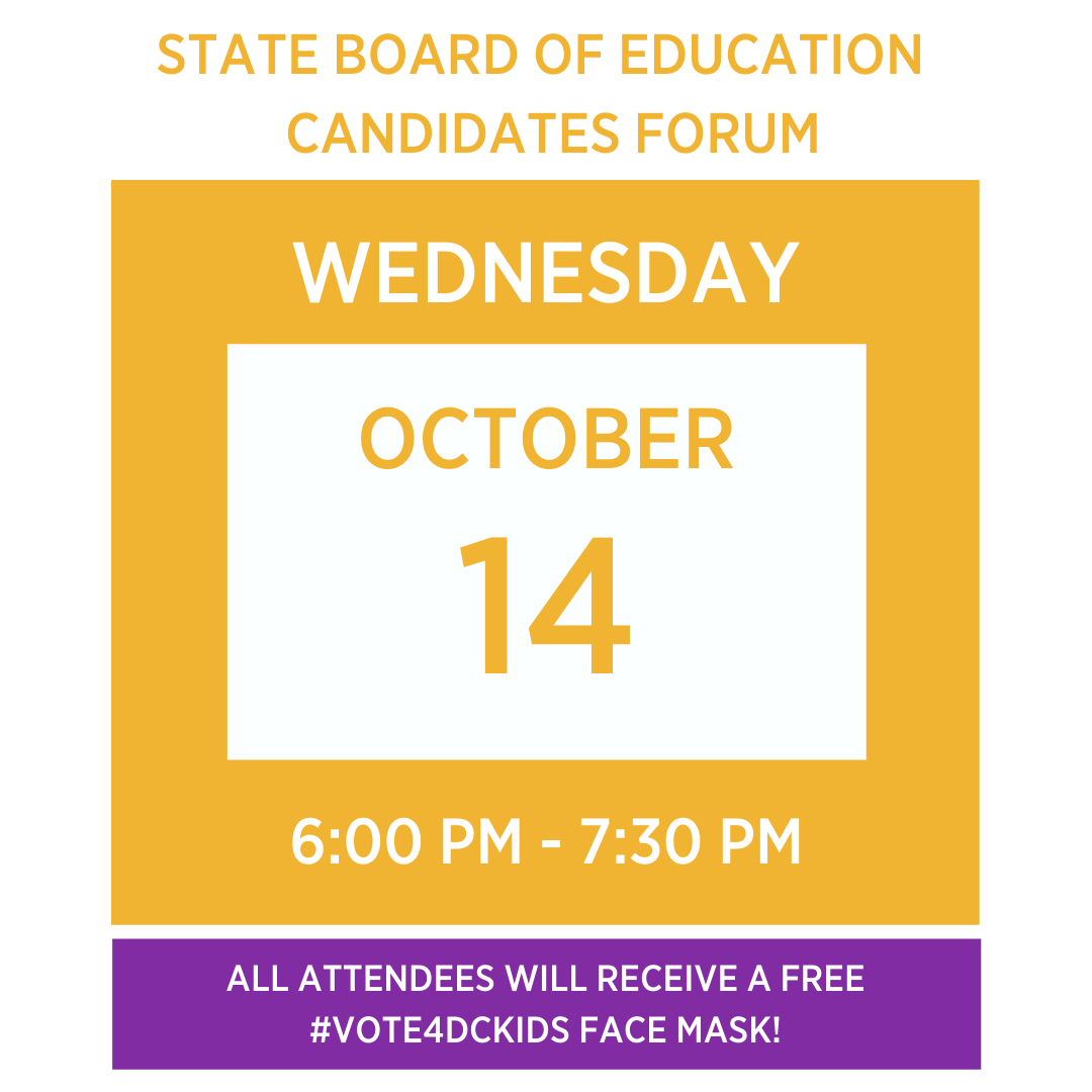 dcpave's tweet photo. It's not too late to register for the @dcpave @DCSBOE Candidates Forum happening TONIGHT @ 6 PM! Register now to join the event to share YOUR #ParentPriorities with the Candidates! ALSO - by attending you'll receive a FREE #Vote4DCKids mask!
REGISTER ➡️ https://t.co/xzJcjIirvl https://t.co/xZyNrpRCOf