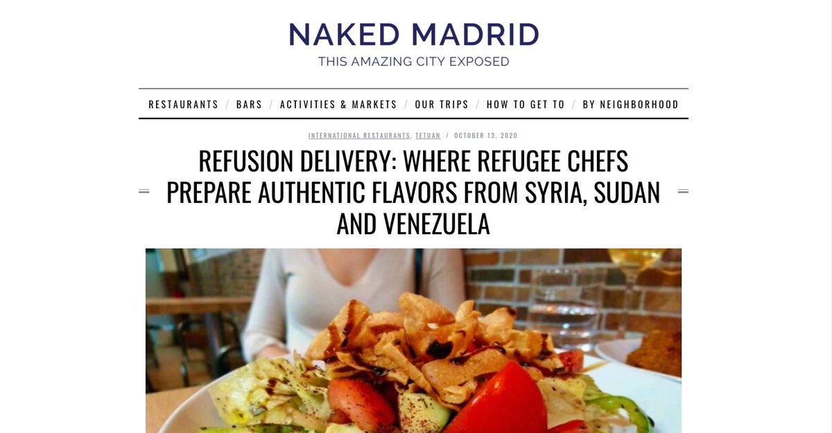 Nos gustaría compartir este maravilloso artículo de @NakedMadrid bit.ly/34UfixK

Gracias Daphne por la gran compañía y por venir a conocernos!

#RefugeesWelcome #ConLosRefugiados #WithRefugees #Refugees #Foodie #Madrid