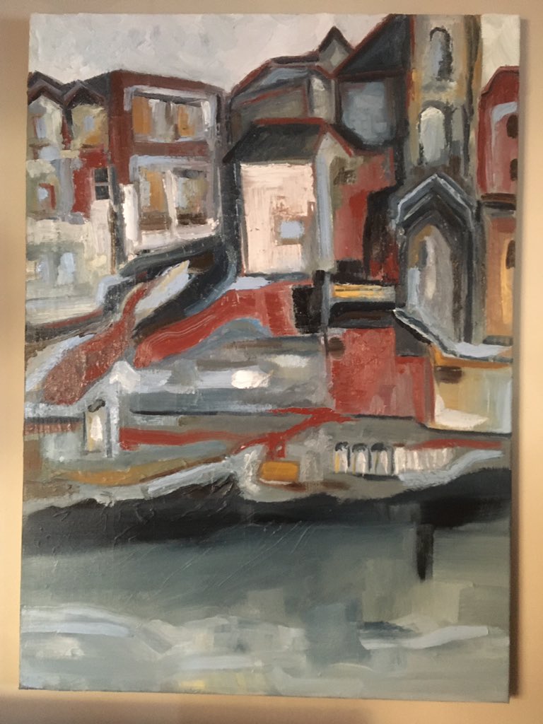 Left side is unfinished, hung to dry a bit, WIP #oilpainting #wip
