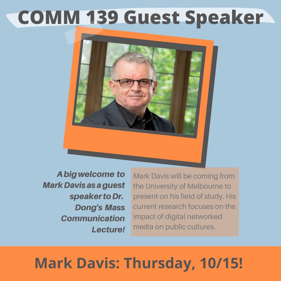 uop_comm's tweet photo. Professor Mark Davis is this weeks guest for Dr. Dong's COMM-139 speaker series! #paccom https://t.co/4iROK5q6sA