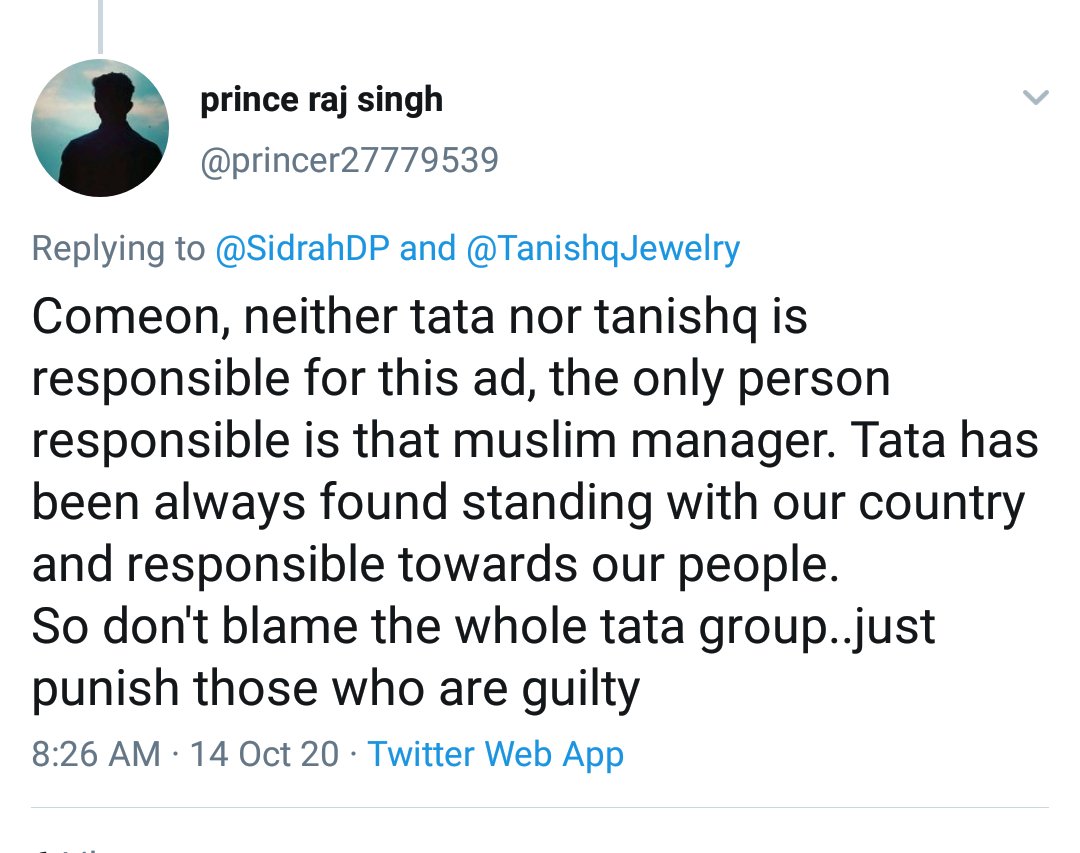 These Sanghi bigots are so predictably stupid.And as usual, they'll scapegoat a Muslim. #TanishqAd