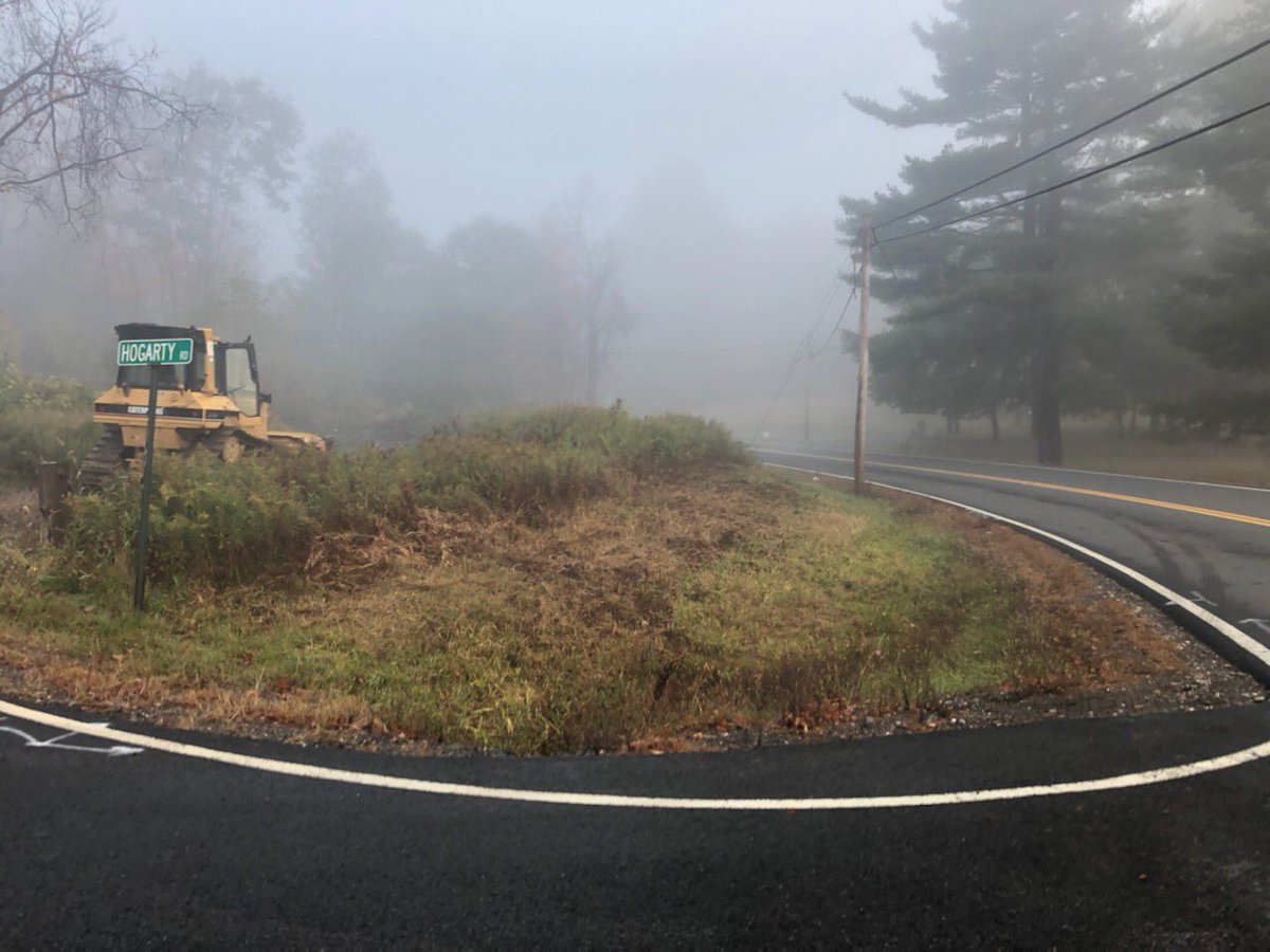 RensCoHighway's tweet photo. Working at the intersection of County Route 51 Burden Lake Rd. and Hogartys Rd. clearing and grading to improve intersection site distance. https://t.co/7EplXChiJ3