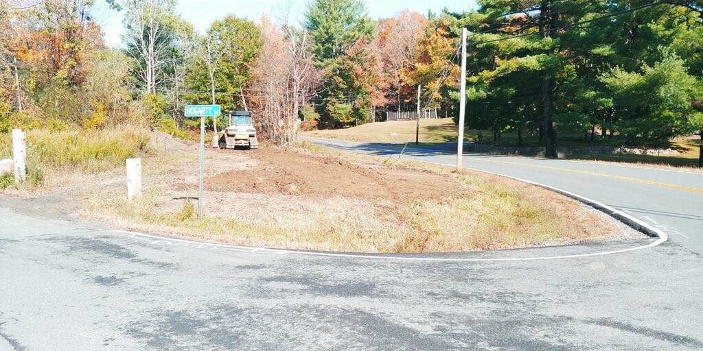 RensCoHighway's tweet photo. Working at the intersection of County Route 51 Burden Lake Rd. and Hogartys Rd. clearing and grading to improve intersection site distance. https://t.co/7EplXChiJ3