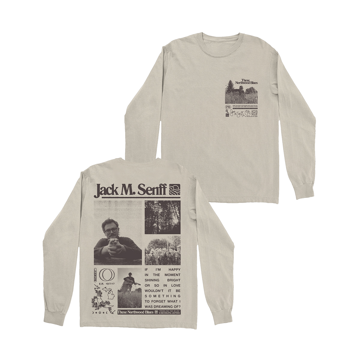 SxL_recs's tweet image. We've also got a new long sleeve tee + companion zine to go along with @jackmsenff's new album, 'These Northwood Blues," all designed by Brian Morgante of Flesh &amp;amp; Bone Design. Pre-order: skltl.co/northwood-blues

Note - these items are only available to order through 10/25.