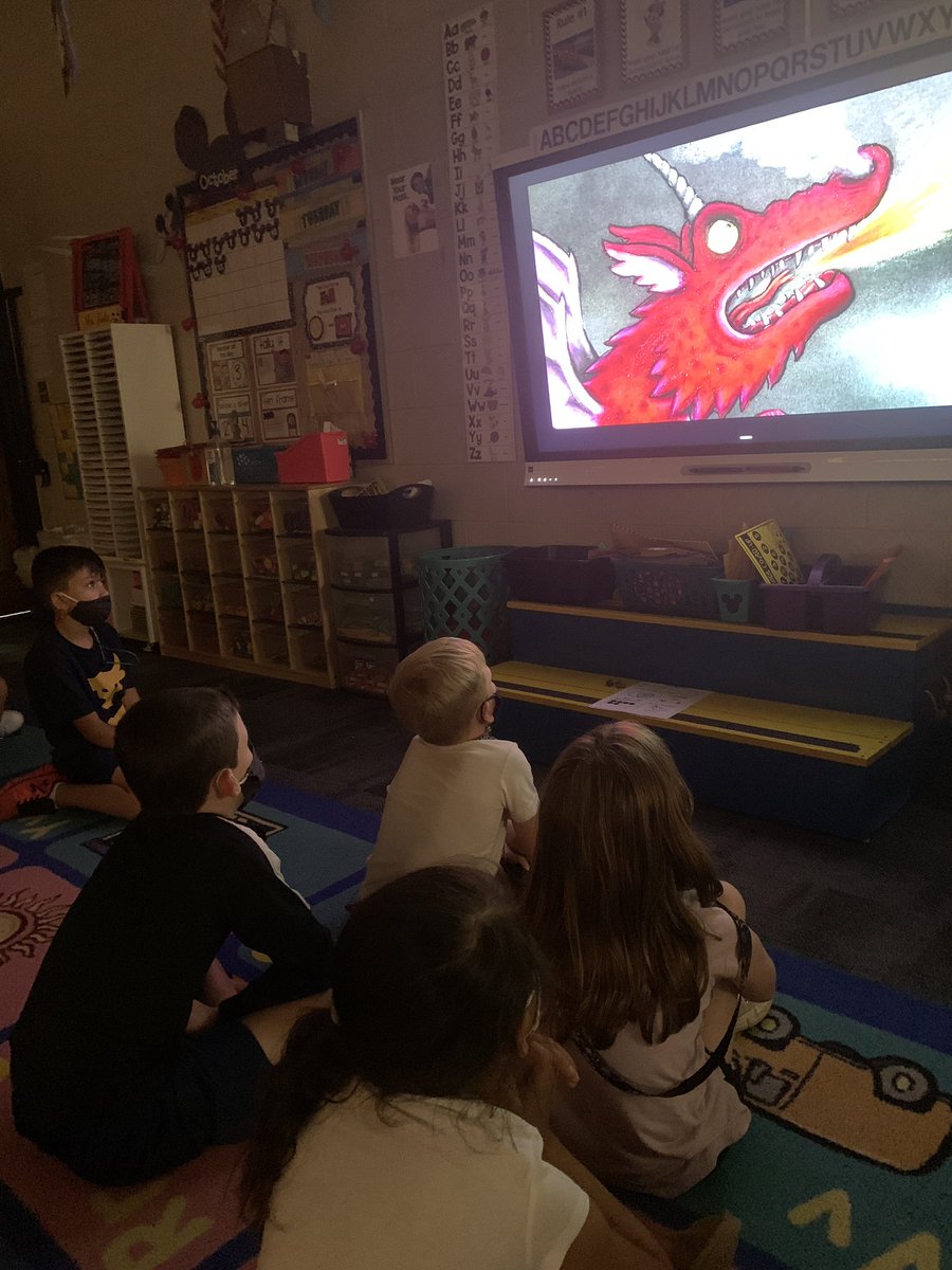 mandriaslee's tweet photo. What’s not to love about learning the skill of sequencing when fire breathing dragons are involved? #firstgrade #peslibrary @PesWildcats https://t.co/uWkbxElQ7M