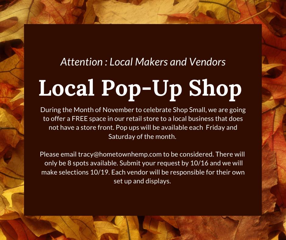 londonkychamber's tweet photo. @HometownHemp will host a local pop-up shop during the month of November to celebrate Shop Small, offering a FREE space in their retail store to a local business that does not have a store front. https://t.co/4SfDh0uwHT
