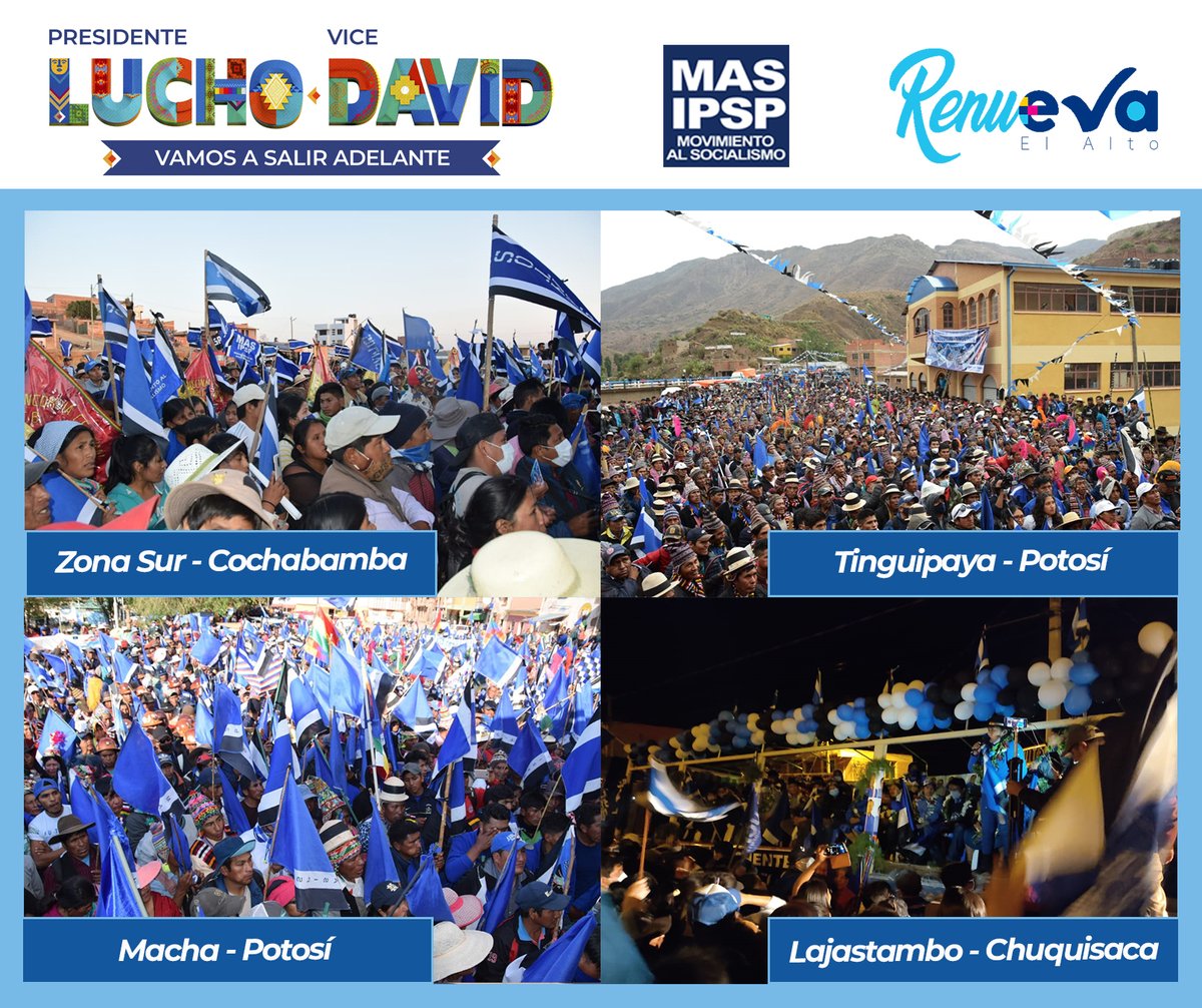 MAS_ElAlto's tweet photo. 🔵⚪️⚫️ SOMOS LA FUERZA POLÍTICA MAS IMPORTANTE DEL PAÍS 🔵⚪️⚫️

🔷 Este domingo 18 de octubre nuestro voto será por #LuchoYDavid y #VamosASalirAdelante ✊💙 https://t.co/YgZKJNv9KY
