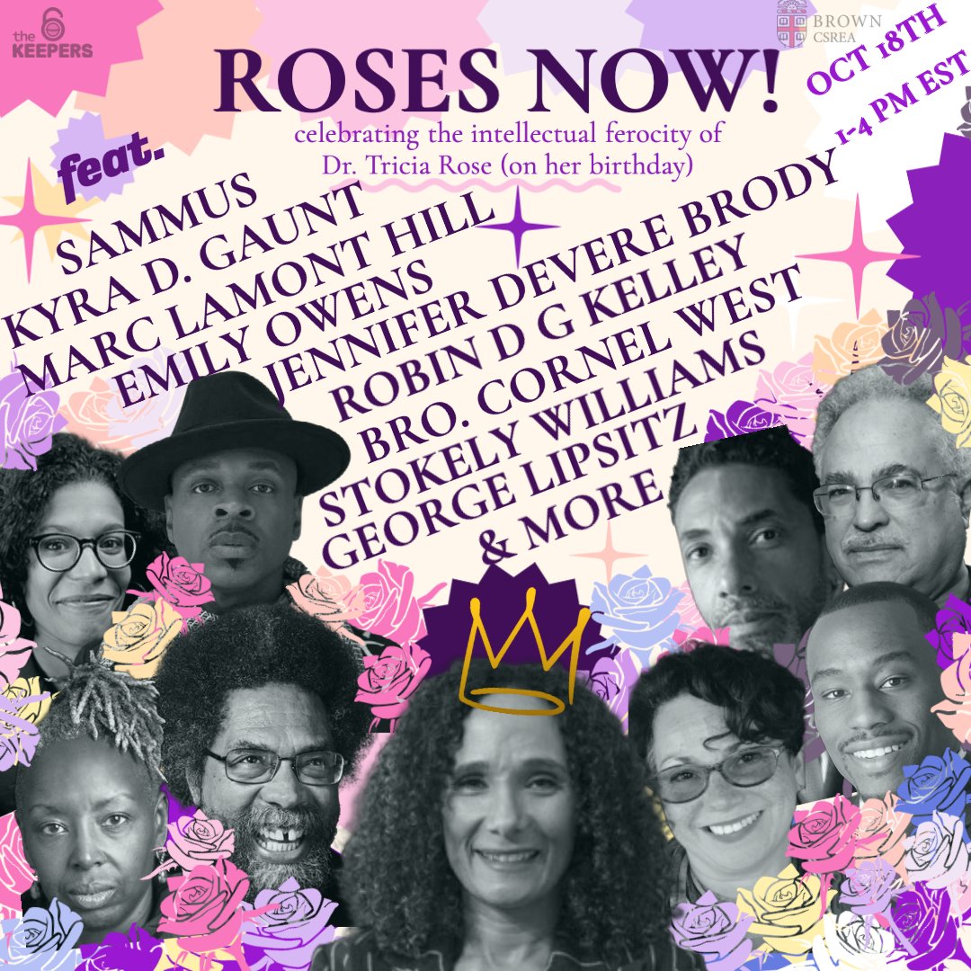 wethekeepers's tweet photo. We are SO excited for our upcoming event ROSES NOW! happening this coming Sunday, October 18th! Register ASAP to be in the number! Limited capacity - https://t.co/VSlsbX4xHO @ProfTriciaRose @sammusmusic @kyraOcity @akuanaru https://t.co/ZVQszU99YQ