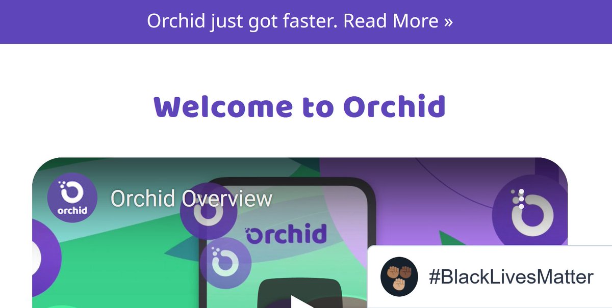 I have been meaning to get started with  @OrchidProtocol. But it does bother me that they have a  #BlackLivesMatter   button on their website. VPNs are the type of organization where any kind of political influence is extremely poisonous.