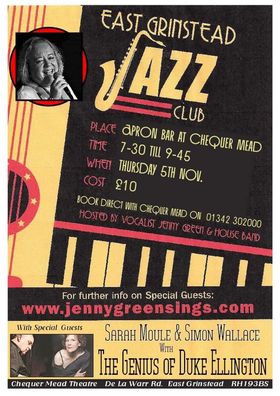 @EastGrinsteadLi we're coming to @ChequerMead with wonderful songs by Duke Ellington on Thursday 5th Nov, 7.30pm in the Apron Bar w/ #EastGrindsteadJazzClub host @jennygreensings.  Booking on 01342 302000. #EastGrinstead #livemusic #goingout #thursdayvibes #Sussex #classicsongs