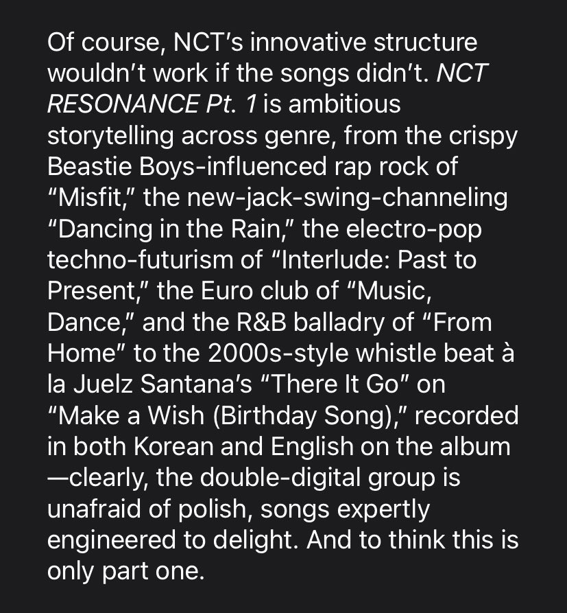 Apple Music description of Resonance Pt. 1 🥰