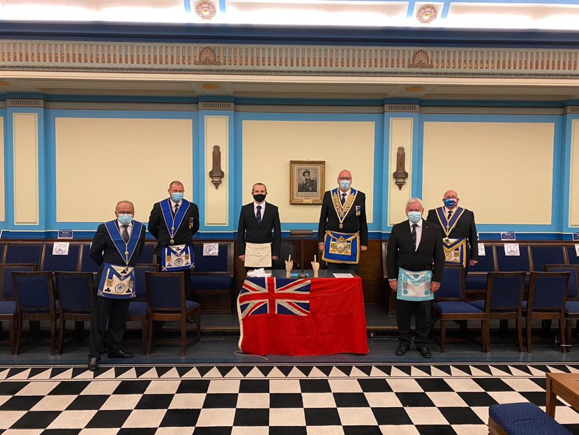 Great to see the Lodge complying with the ‘Rule of 6’ and still able to conduct a Ceremony of Initiation that held to the ceremony and precepts as far is possible in these unusual times. Well done to everyone involved and welcome Brother Andy 🕶