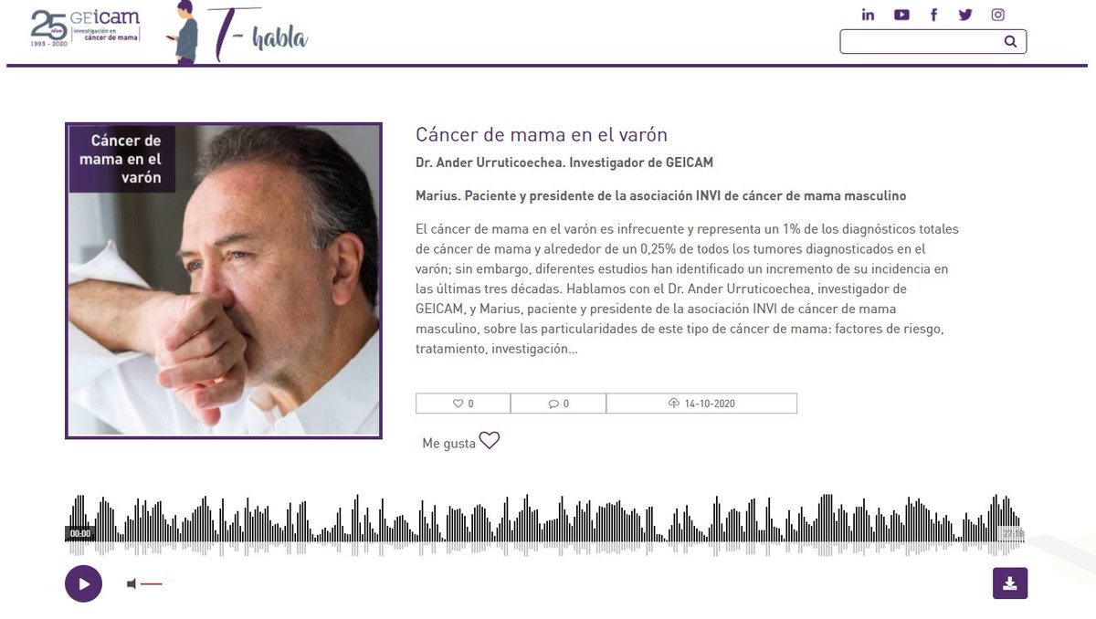 En esta nueva entrega de nuestro podcast #GEICAMTHabla conversamos con <a href="/anderu71/">Ander Urruticoechea</a> y <a href="/asociacioninvi/">Asociación Invi</a> sobre el #cáncerdemama en el varón y sus particularidades e investigación. ¡No os lo perdáis!

geicam-t-habla.geicam.org/podcast/cancer…