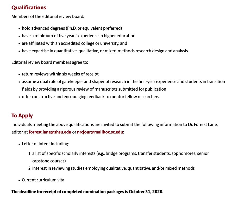 NRCFYESIT's tweet photo. Advance the conversation on college student success. Apply to review for @NRCFYESIT Journal of The First-Year Experience &amp; Students in Transition thru Oct 31st. Visit https://t.co/8ralH2699c for more info. https://t.co/2pnnVhHW6I