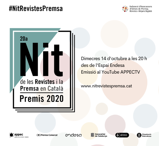 naciodigital's tweet photo. 📰 @revistesAPPEC celebra avui la 20a Nit de les Revistes i la Premsa en Català

👉 L'acte, presentat per @mariusserra, es podrà seguir pel canal de Youtube de l'associació a partir de les 20 hores
https://t.co/k3ypEzyVNu https://t.co/5rPKyMriOb