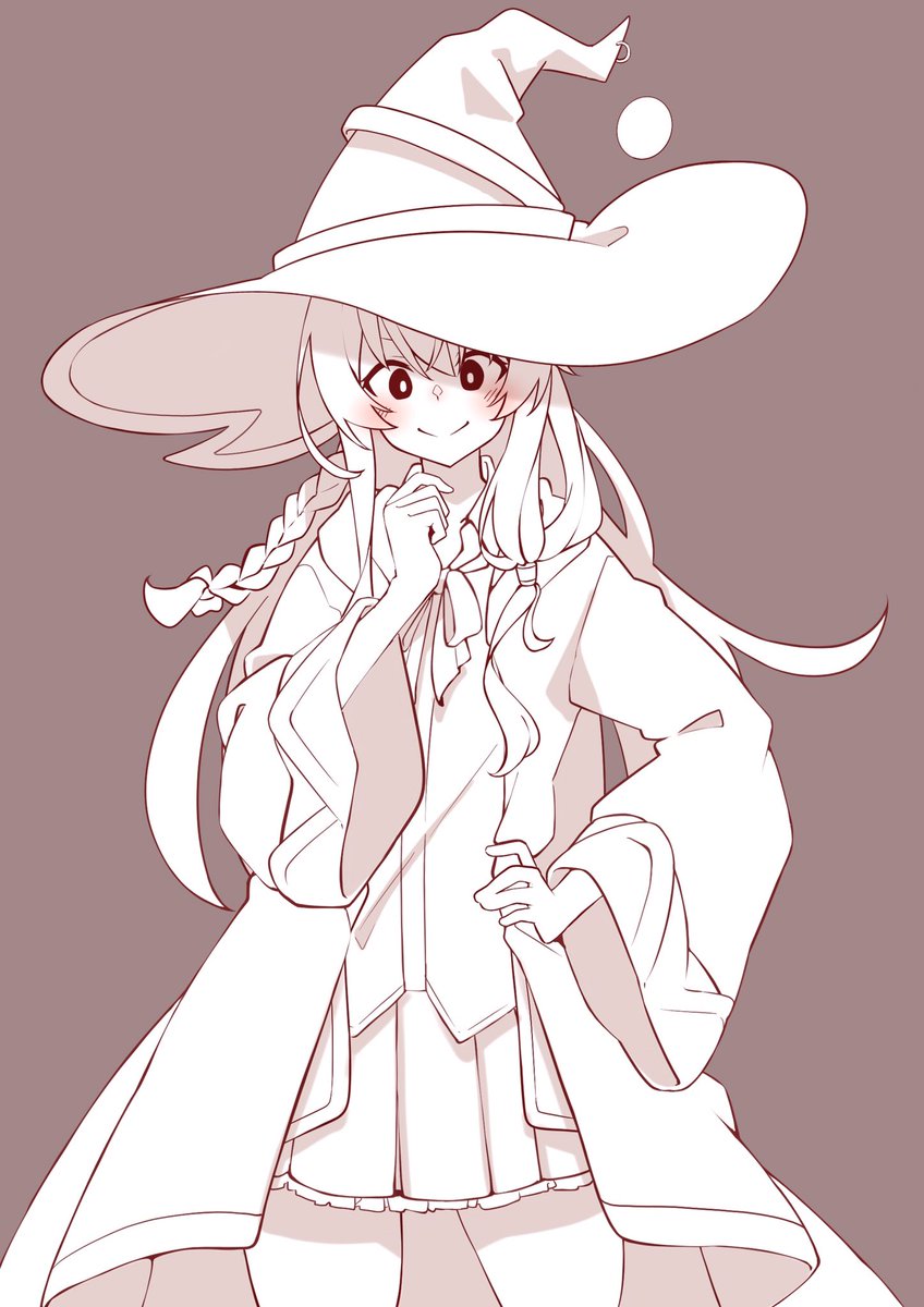 1girl hat solo witch hat skirt long hair braid  illustration images
