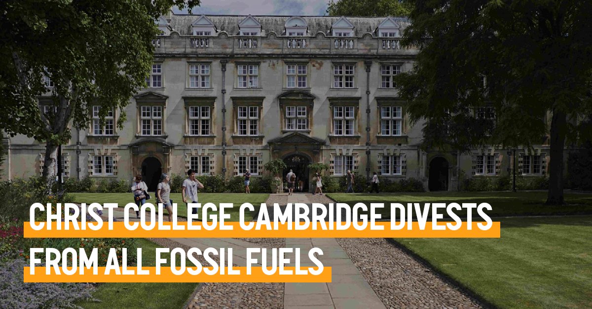 peopleandplanet's tweet photo. 💥Another divestment news from Cambridge - this time from Christ College💥

Big up to Christ's Climate Justice Society for this amazing achievement ✊✊

https://t.co/Zgxshr4C5y https://t.co/3blMVX3ivs