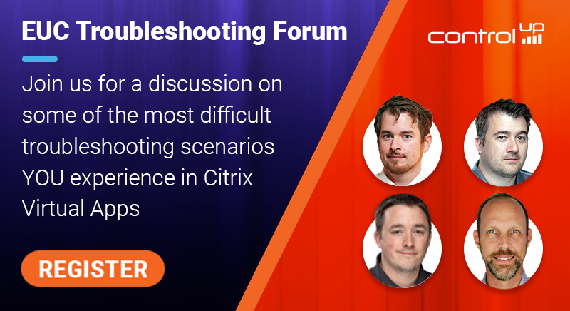 ControlUp's tweet image. 🎆 WEBINAR ALERT 🎆

Recently, we released a survey into the Twitterverse to understand your most difficult troubleshooting scenarios in #CitrixVirtualApps. 

Equipped with your responses, we gathered 4 IT pros to fix the unfixable 🤯 

Register here ⬇️

ow.ly/WBHA50BRoNG