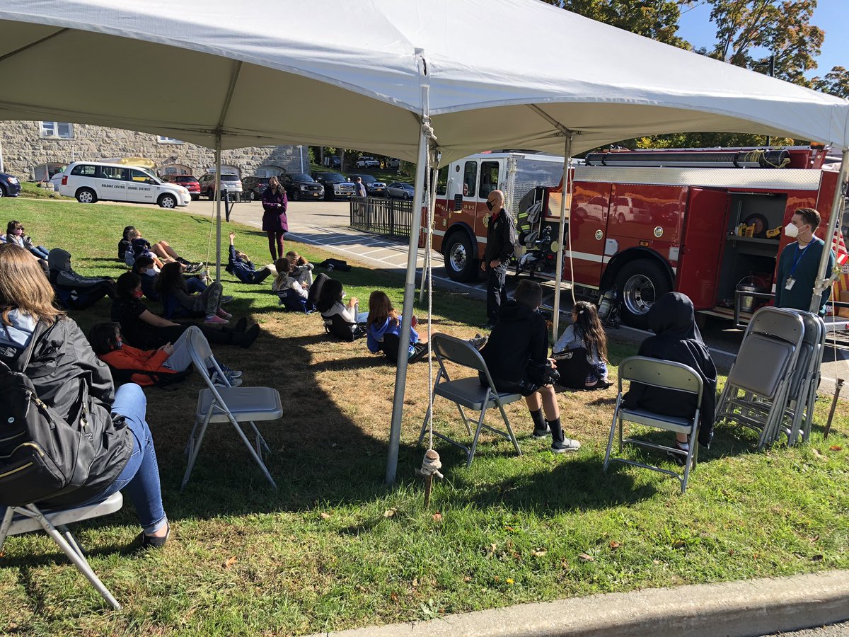Learning about fire safety and fire prevention. Thanks Firefighter Valentine for working with us and making this happen (a long day with small cohorts outdoors, but so worth it for safety).