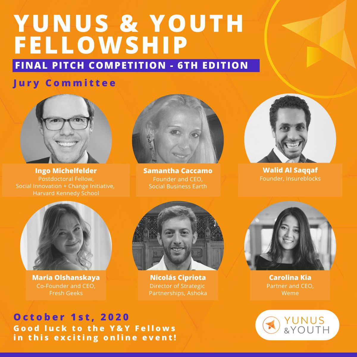 SBEarth's tweet photo. It was an honor to be part of the Jury Committee of the 6th Yunus &amp; Youth Fellowship Program. So many excellent and innovative social businesses! Best of luck to all of them! #socents #socialbusiness #socialinnovation @yunusandyouth https://t.co/aIqMmhYdHb
