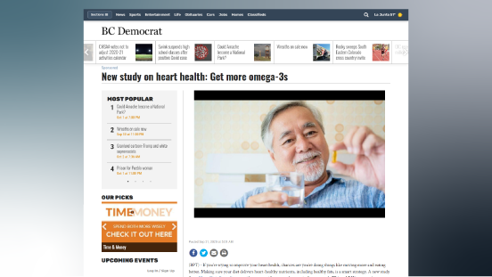 More than 1,000 mainstream media outlets have published this and other stories about GOED's new meta-analysis on omega-3s and heart health, reaching a combined readership of more than 287 million. 

ow.ly/PRsl50BOLqi

#omega3 #nutrition #cardiology #registereddietitian