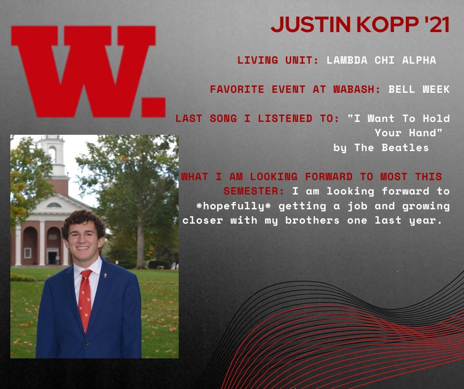 Wabash Senate (@wabashsenate) on Twitter photo Meet Justin Kopp ('21)! Meet Justin Kopp ('21)!