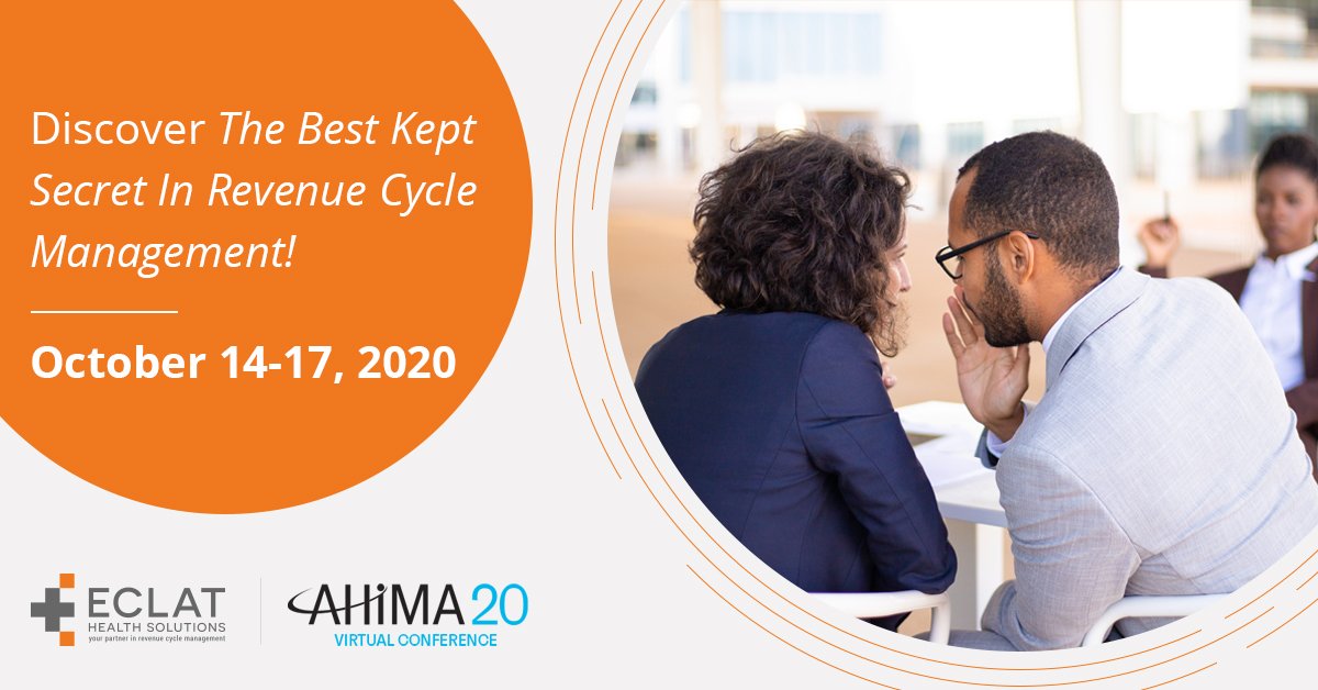 EclatHealthSol's tweet image. Are you ready to discover the best-kept secret in revenue cycle management? Attend #AHIMA20 and stop by our virtual booth!

#DiscoverTheBrilliance #ECLATHealthSolutions #TheECLATAdvantage