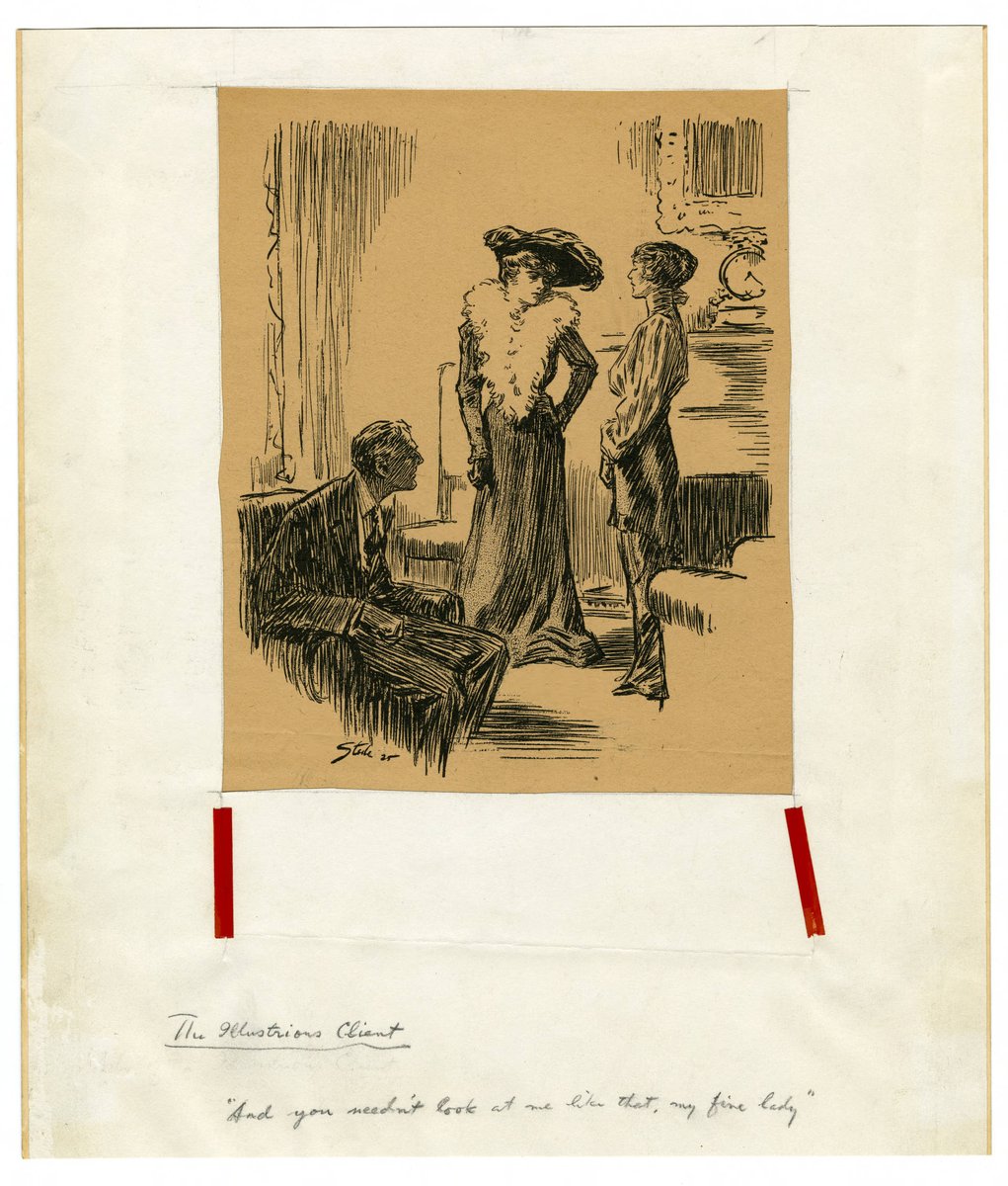 Our first Steele post  @SherlockUMN  @umnlib of an illustration for "The Illustrious Client" drawn in 1925. "And you needn't look at me like that, my fine lady." We'll look for additional drawings of this tale. In the meantime, stay safe, please wear a mask.  http://purl.umn.edu/99152 