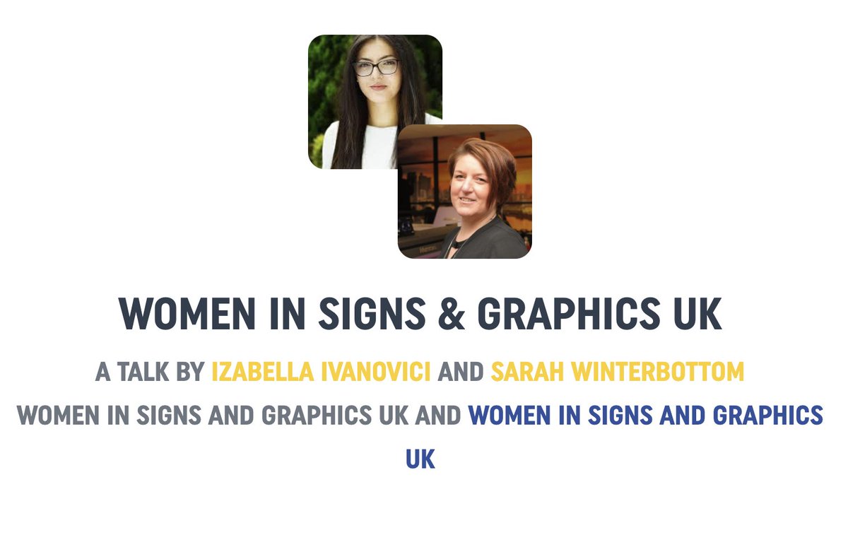 FuturePrintVS's tweet photo. UP NEXT @4.30PM BST: Women In Signs & Graphics UK.
A Talk By Izabella Ivanovici And Sarah Winterbottom, Women In Signs And Graphics UK.
https://t.co/bcETou99iX #FuturePrintVirtualSummit #FPVS2 #WideFormatPrint https://t.co/j97U8lIaTw
