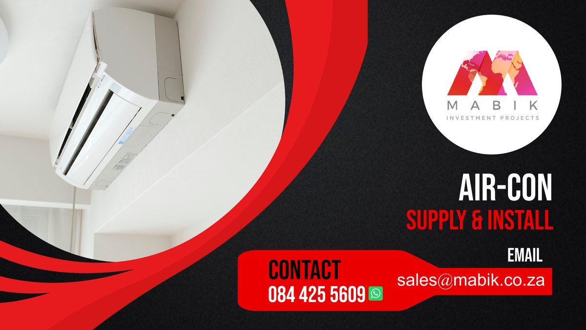 Mabik_Projects's tweet image. Looking for a way to beat the heat?

Talk to us @Mabik_Projects we&apos;ll supply and install a #quality and affordable airconditioning system

Contact us on 0844255609 or email sales@mabik.co.za
#WednesdayWisdom