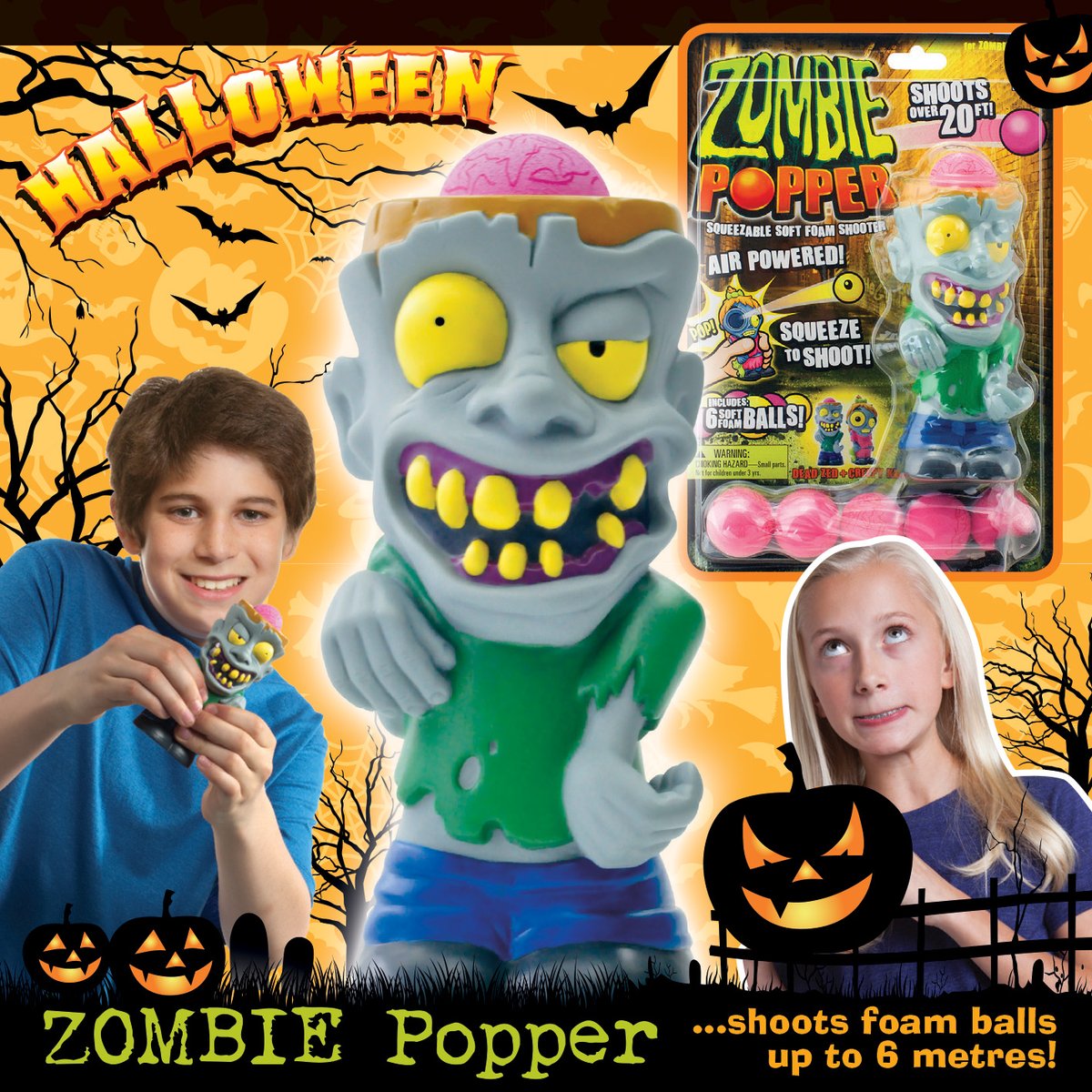 Cheatwell's tweet photo. Treat the kids to some frightful fun with a #Zombie #squeezepopper! Shoots soft foam balls (brains) out of its head up to 6 metres! Safe for outdoor & indoor play. Ages 4+
#kids #gift #toy #Halloween2020 🎃 #cheatwellgames
https://t.co/84SABhrjVN https://t.co/V6Fu4GbbVp