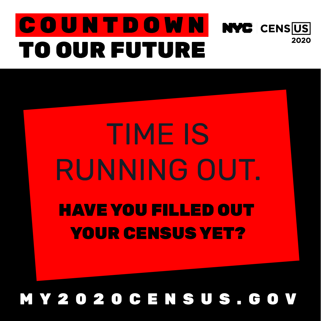 GenderEquityNYC's tweet photo. Close to 40% of New Yorkers STILL need to self-respond to the #2020Census. Get counted NOW. Deadline is Friday, Oct. 16 at 6am: https://t.co/IIaAOIoCnr #GetCountedNYC https://t.co/qSwp0jz9ul
