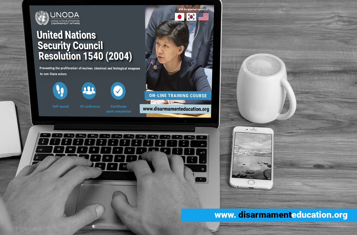 UN_Disarmament's tweet photo. Improve your knowledge on global #peace and #security issues with🇺🇳#UNODA’s 💻 online course on UNSC #resolution1540. Learn about preventing #WMD from falling into the hands of non-State actors 👉https://t.co/PJZQHUi5JJ
#un #education #unsc #peace #security #WMD #distancelearning https://t.co/MmyQYLuKt0