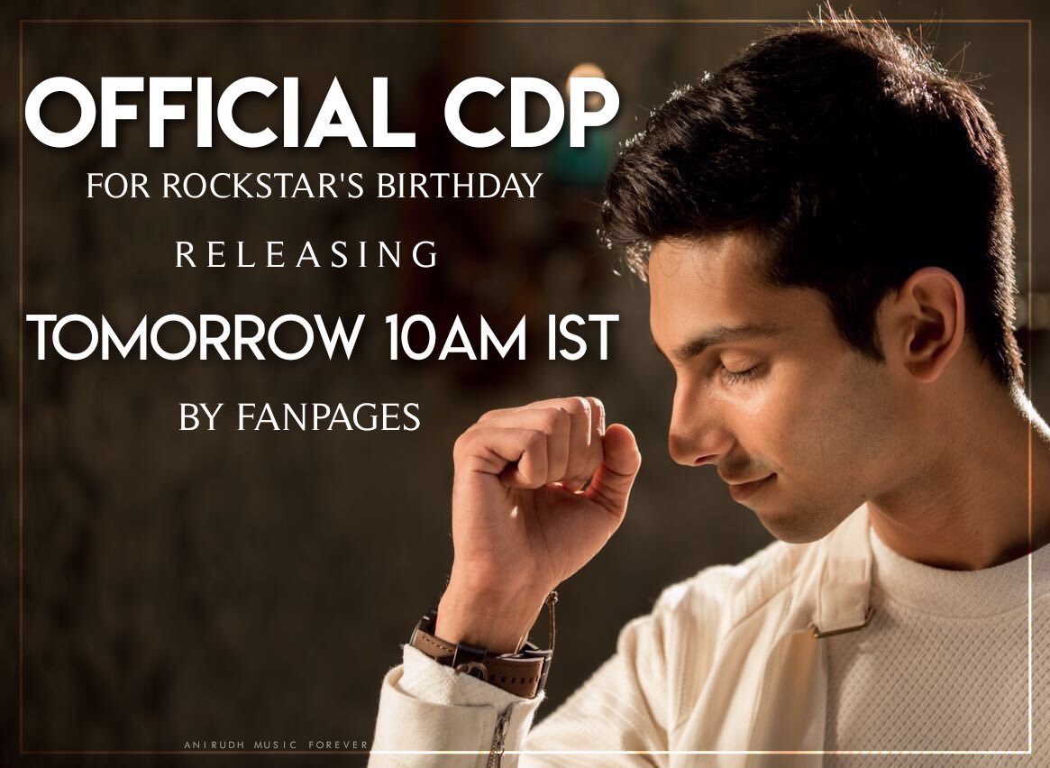 👀 Tomorrow @ 10am IST- all fan pages will be releasing the official common DP for our Rockstar @anirudhofficial ‘s birthday. Watch this space 🤩🥳