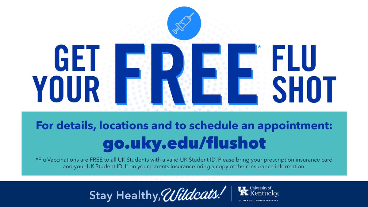 If you are a <a href="/universityofky/">University of Kentucky</a> student and you plan to attend our FREE #FluShot clinic tomorrow from 9am-3pm <a href="/UKStudentCenter/">Gatton Student Center</a> in Room 330/A please make an appointment here: signupgenius.com/go/60B094EADA8… <a href="/UKParents/">University of Kentucky Parent & Family Engagement</a>