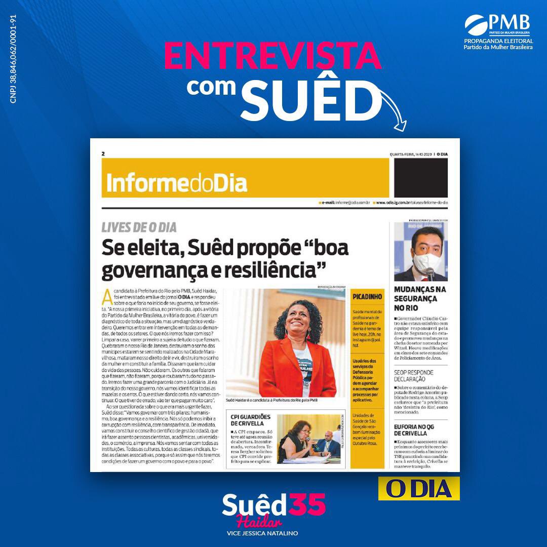 Suedhaidar_'s tweet photo. Ontem participei de uma entrevista com o @jornalodia. 

Conversamos sobre diversos assuntos, dentre eles, um dos meus principais e iniciais objetivos, ter um diagnóstico de toda a situação do Rio e suas demandas, para a partir daí, limpar toda sujeira que fizeram na nossa cidade. https://t.co/yzDJiktPeN