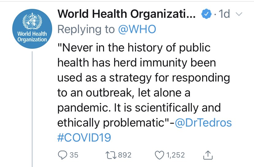 Historically, both vaccines & natural transmission interplay to keep an infectious disease in check. (Vaccines are never 100% effective). Herd immunity is always the end result. It's not unethical. It's a natural phenomena, just like earth turns around itself. 2/n