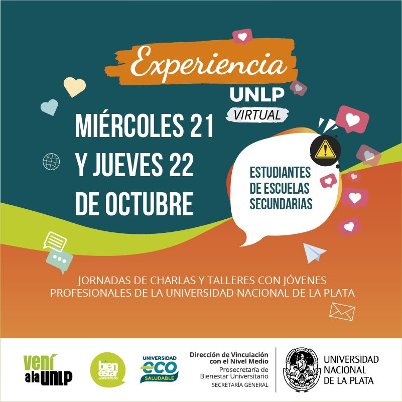 SecundariaDGCYE's tweet photo. La UNLP invita a estudiantes del último año de escuelas secundarias a conocer experiencias de jóvenes profesionales graduadas/os de las carreras que ofrece. La pre-inscripción al Programa EXPERIENCIA UNLP estará abierta hasta el viernes 16 de octubre: https://t.co/DtppHuh9He https://t.co/hv2QEAtaSq