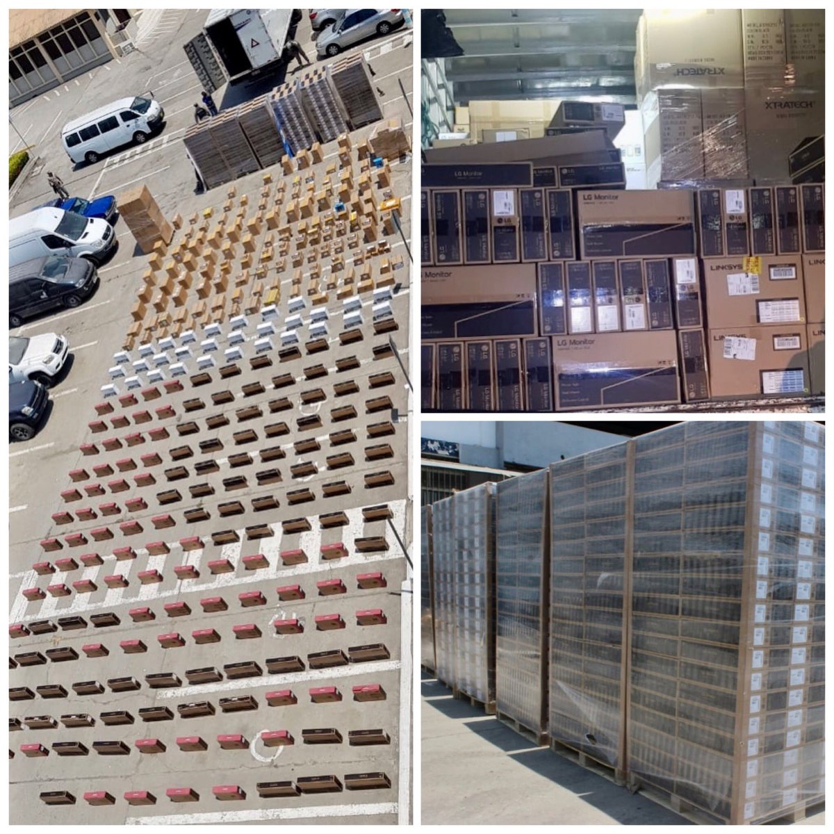 SENAE_Aduana's tweet photo. #Guayas | En un operativo de control realizado por el #SENAE, se aprehendió 1.099 cartones con artículos electrónicos valorados en USD 300. 000, la mercancía pretendían ser comercializada y distribuida en el país. Nuestra lucha contra el contrabando no para. #ComercioFormalEc https://t.co/RqwLONMcfk