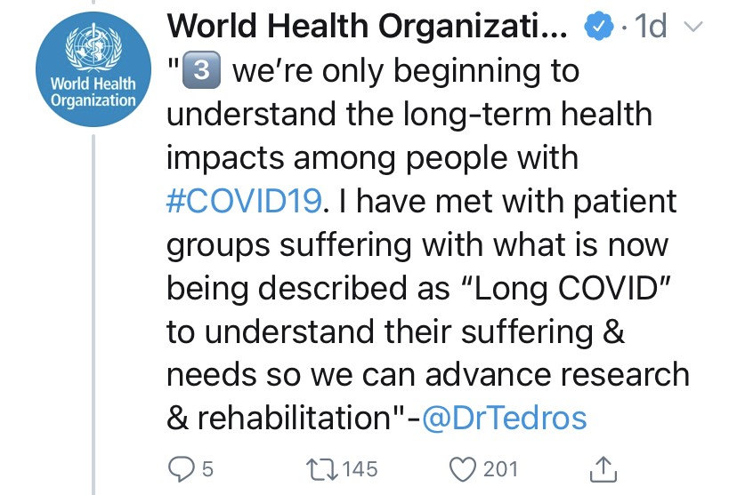 What about 'Long FLU" and "Long Pneumonia"? I can also invent new words like these. Do other respiratory conditions not have longterm effects on vulnerable patients? Is this only true for  #COVID19? 8/n